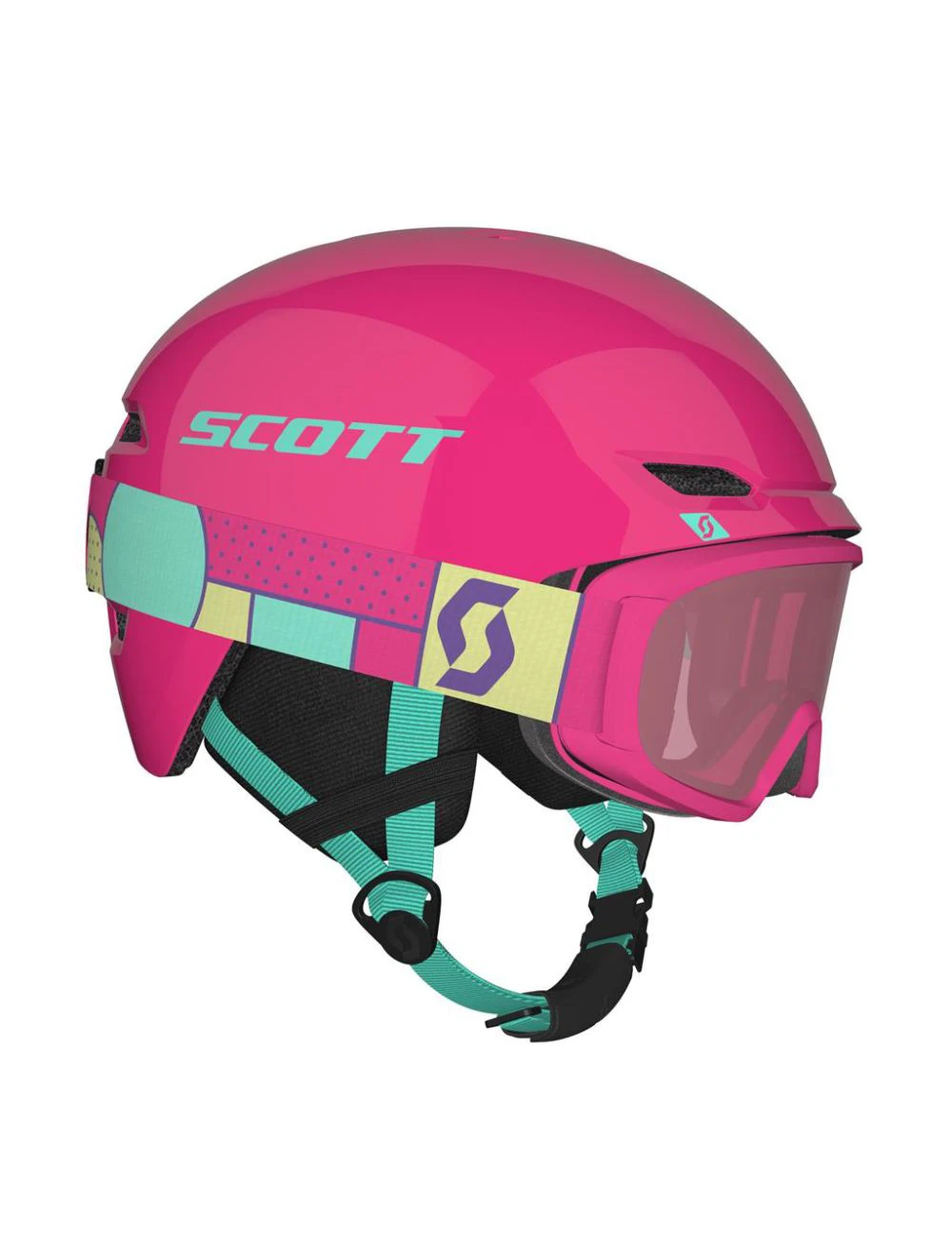 That is a Ski Helmet; Snowboard Helmet; Scott SCO Combo Hlmt Keeper 2+Goggle Jr Witty mint green/neon pink mint green/neon pink