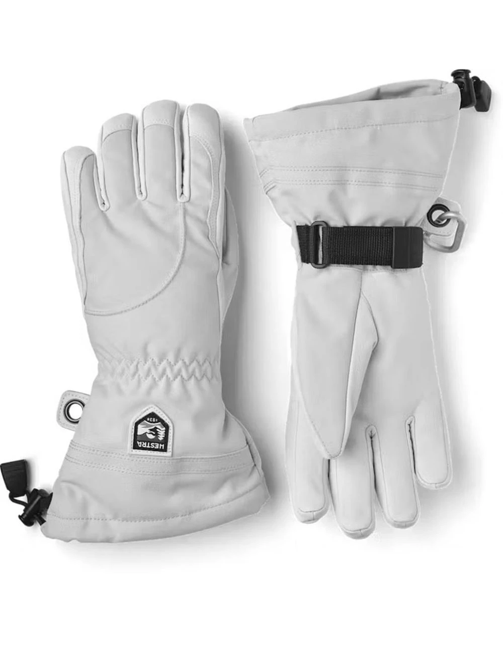 That is a Skigloves;Snowboard.gloves Hestra Heli Ski female - 5 finger pale grey off white