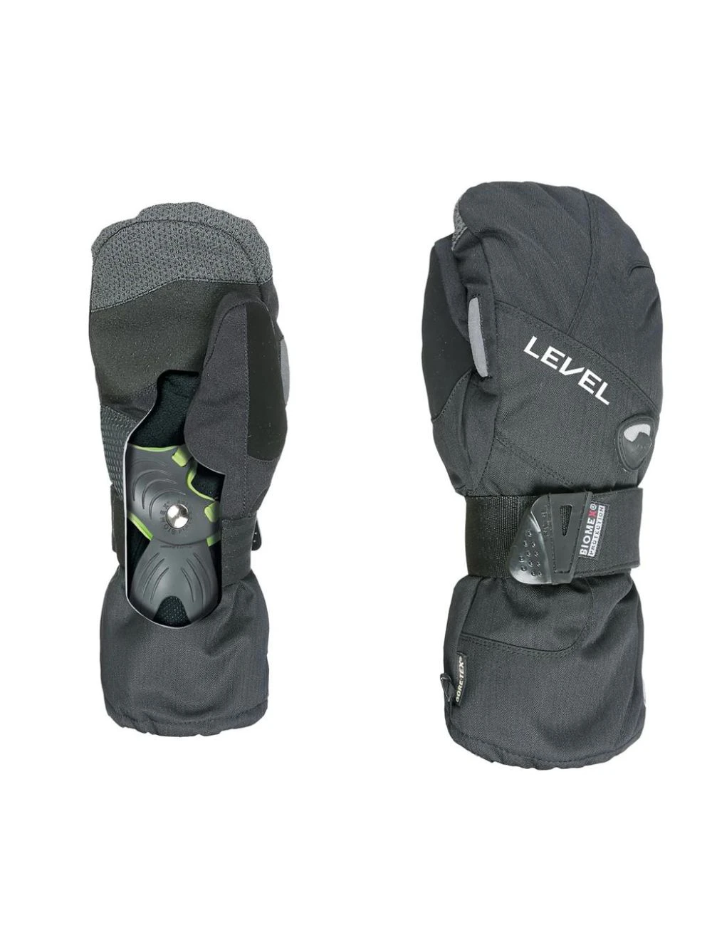 That is a Snowboardgloves with Protector Level Half Pipe Mitten Gore-Tex Black Black