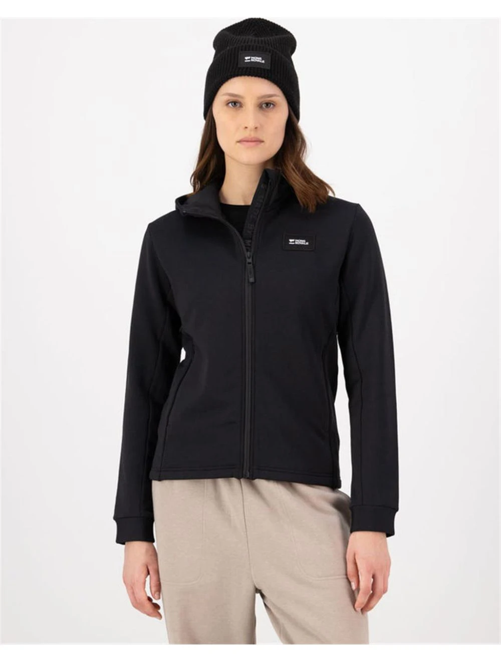 That is a First Layer Mons Royale Womens Arcadia Merino Fleece Hoody Black Black