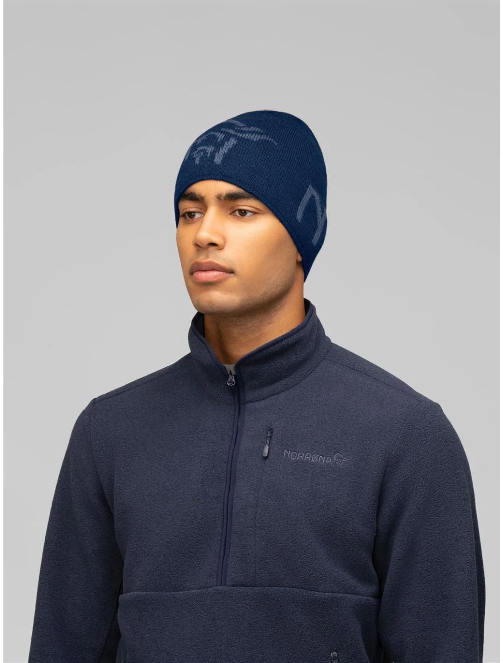 That is a  Norrona /29 mid merinoULL logo Beanie Indigo Night Melange Indigo Night Melange