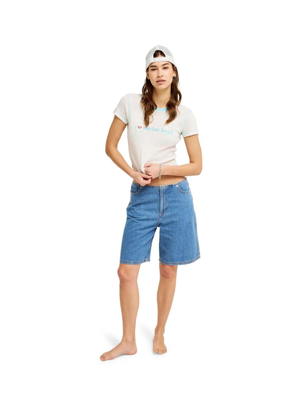 That is a Shorts Roxy Cool Girl Longline Denim Short Surf Wash Surf Wash