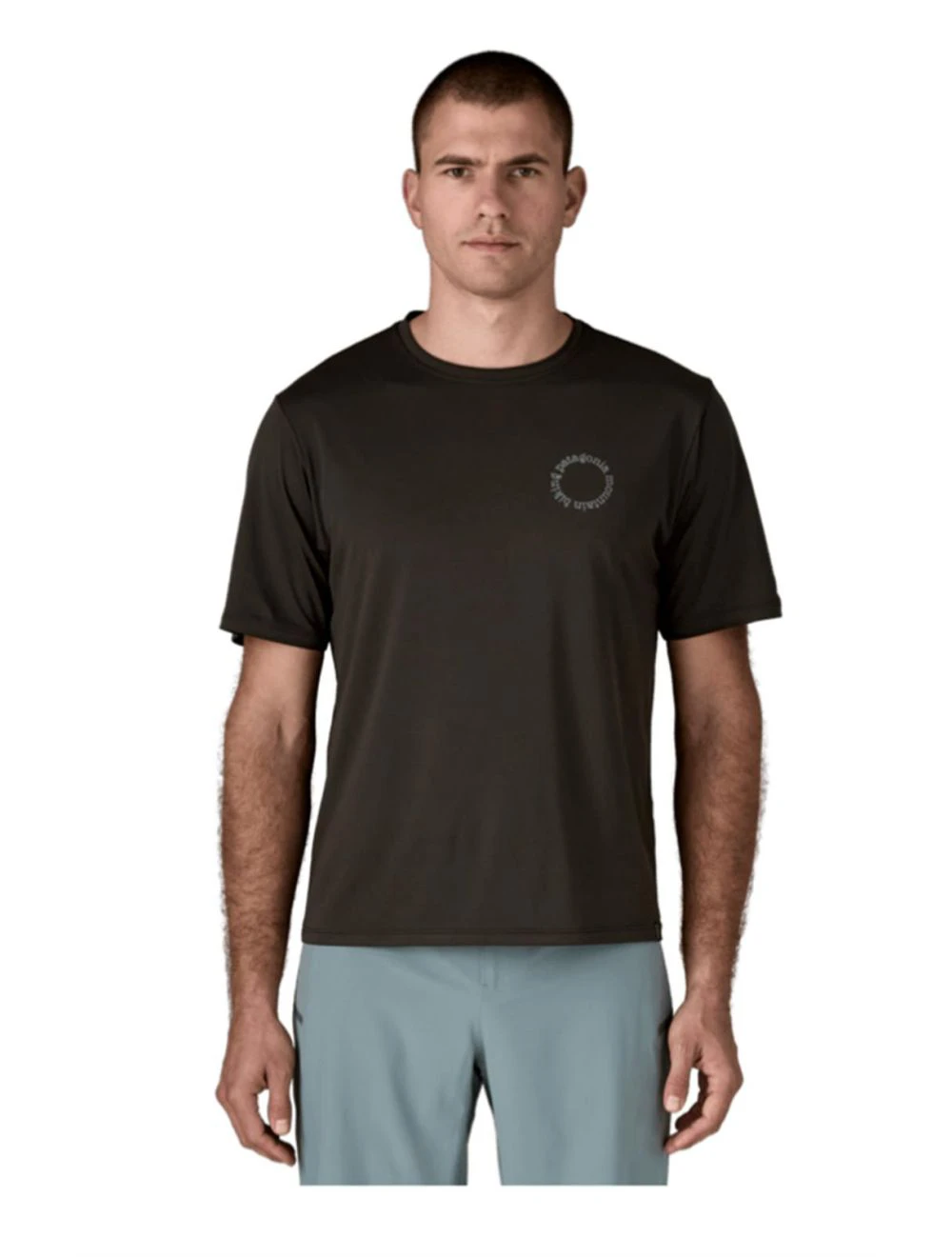 That is a T-Shirt Patagonia M'S Cap Cool Daily Shirt - Spoke Stencil Black