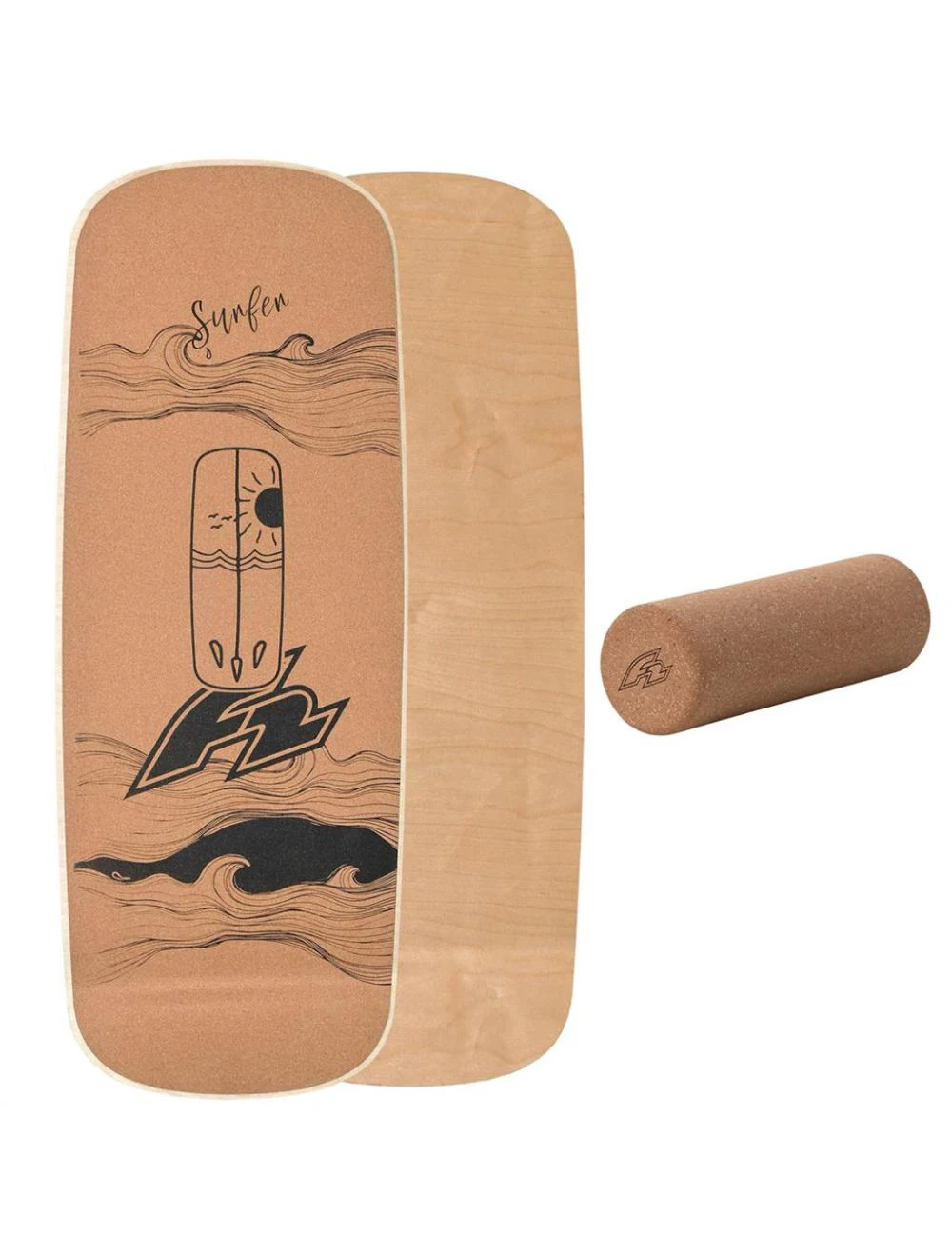 That is a Balance Trainer F2 Kork Balance Board Pill Flat Shape 80x30cm + Korkrolle