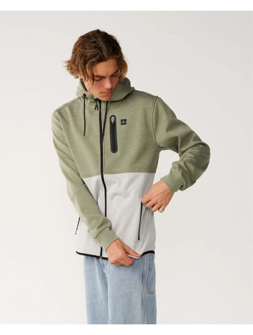 That is a Pullover Rip Curl Departed Bonded DWR ZIP Thru Green Green