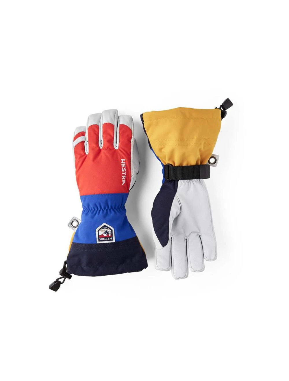 That is a Skigloves;Snowboard.gloves Hestra Army Leather Heli Ski - 5 Finger Light Red Multi